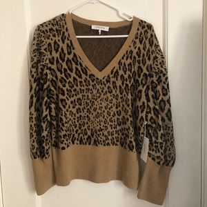 Frame leopard print balloon sleeve sweater